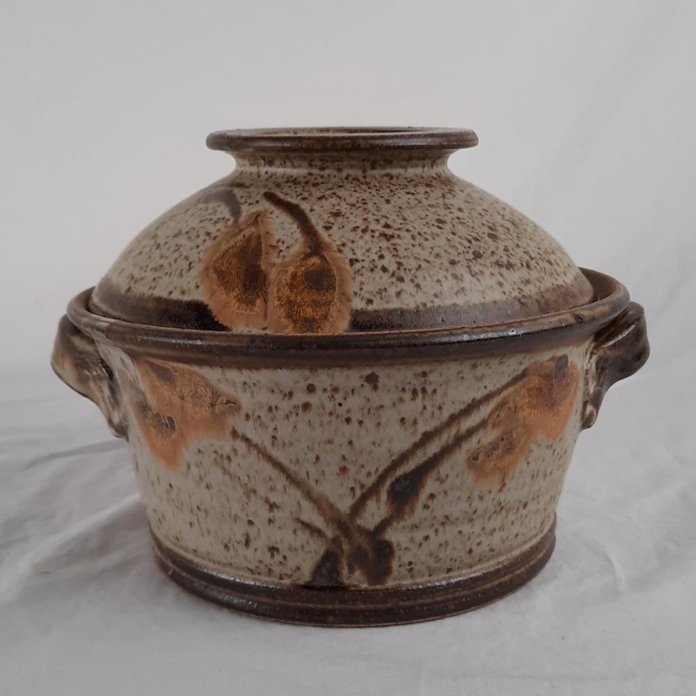 RARE Signed Pottery Casserole Dish and Bowl Set